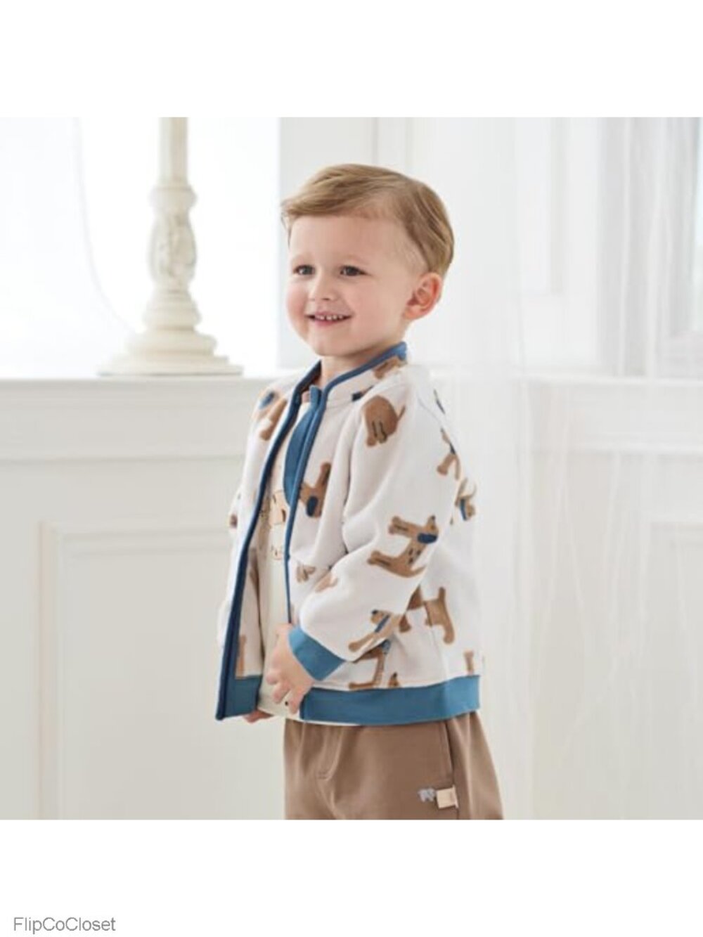 Toddler Polar Fleece Jacket Zip Up Cartoon Print Spring Fall Coat - Picture 2 of 5